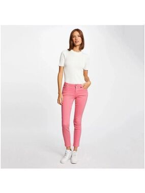 Max Mara Weekend Pink Mid Rise Slim Jeans Size 10 Cotton Stretch MSRP $285